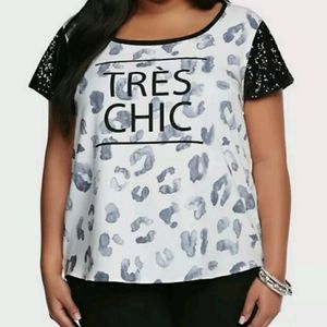 Torrid Tres Chic Sequin Leopard Top Plus Size 5